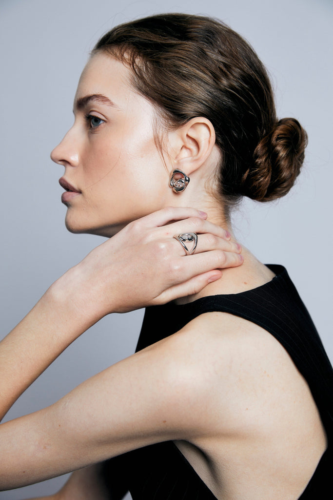 Rhodium Bezel Small Earrings - Nakamol