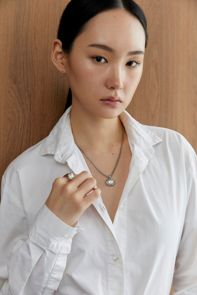 Chunky Silver Pearl Rhodium Ring - Nakamol