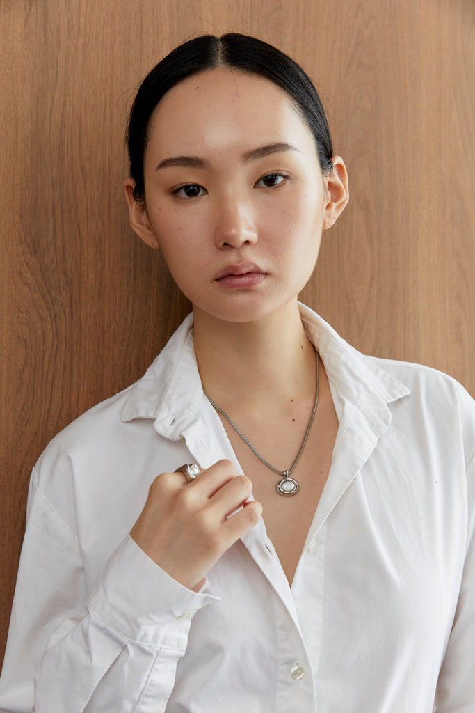 Chunky Silver Pearl Rhodium Ring - Nakamol