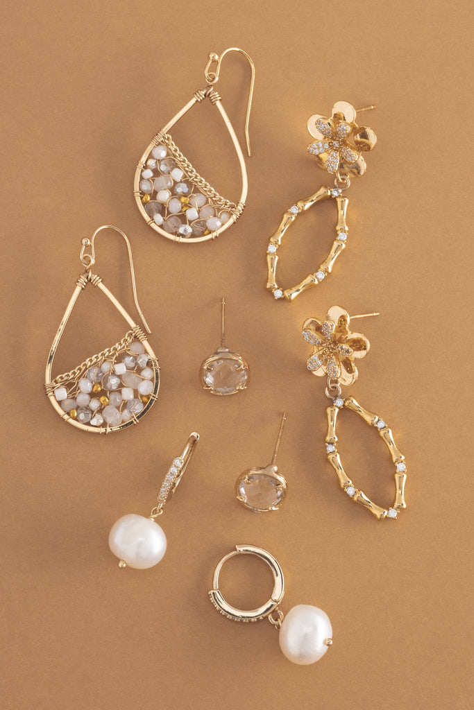 White Pearl Mix Set Earrings - Nakamol