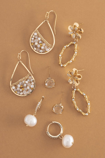 White Pearl Mix Set Earrings - Nakamol