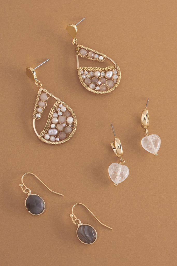 Rose Quartz Mix Set Earrings - Nakamol