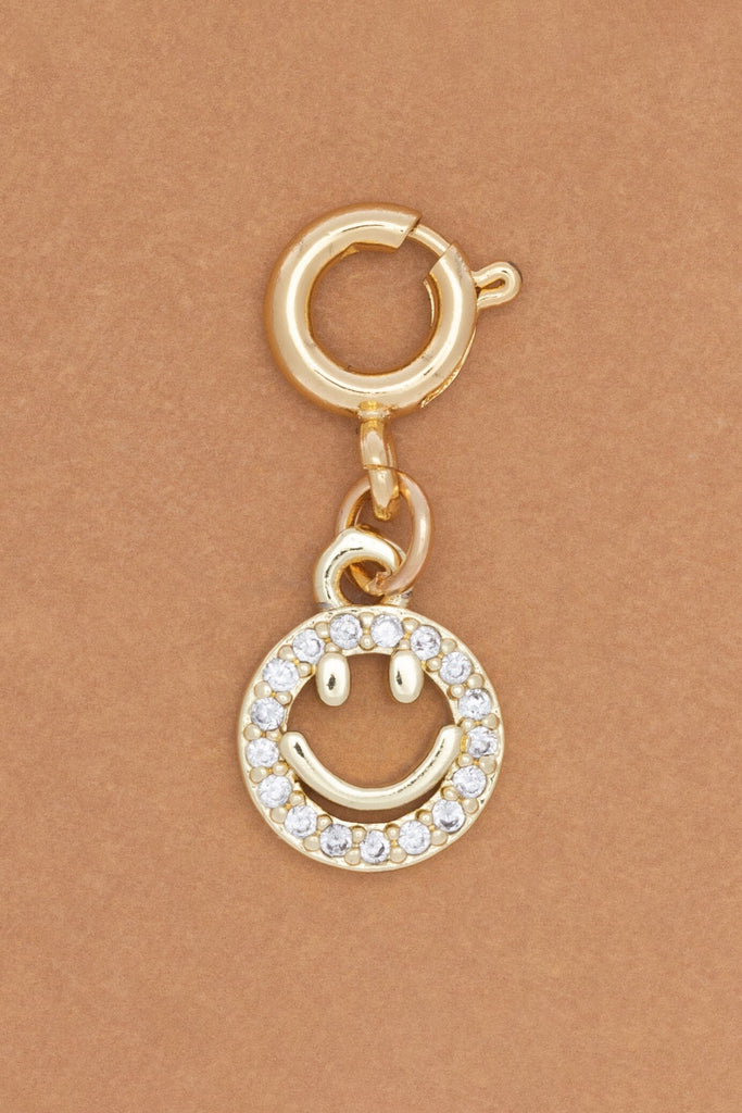 Smiley Pavé Ring Clasp Charm - Nakamol