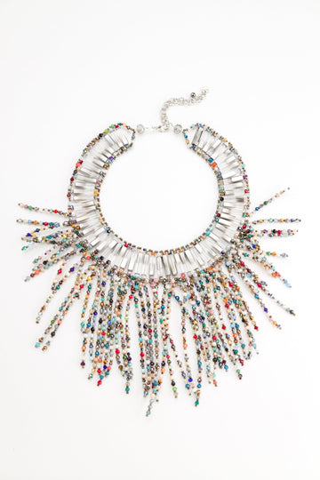 Multicolored Seed Bead Crystal Goddess Necklace - Nakamol