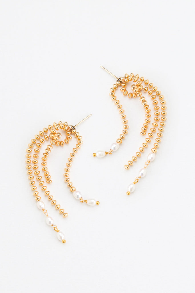 Gold Bead Chain Tassel Earrings - Nakamol