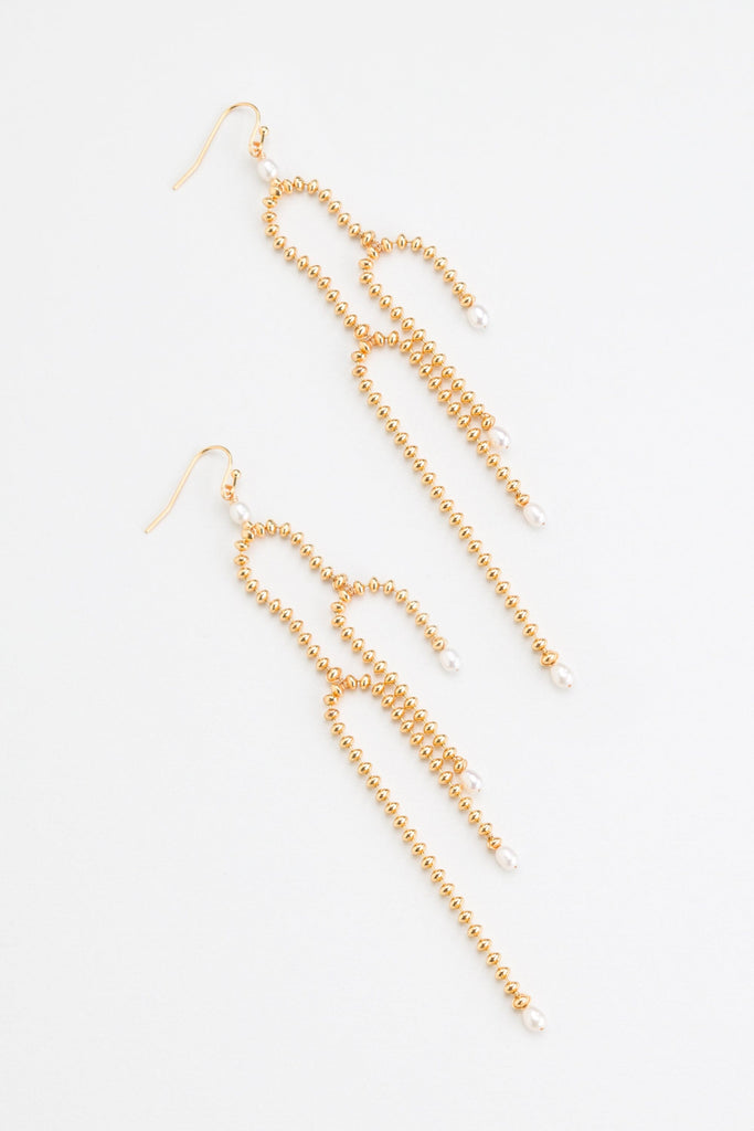 Gold Bead Chain Fringe Fashion Earrings - Nakamol