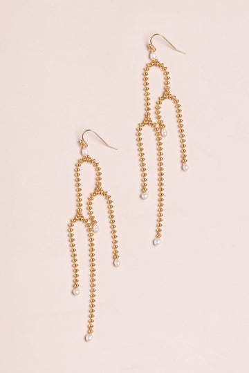 Gold Bead Chain Fringe Fashion Earrings - Nakamol