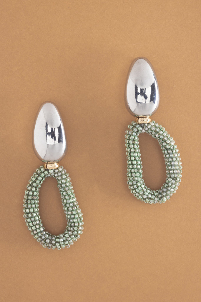 Amazonite Rhodium Beaded Earrings - Nakamol