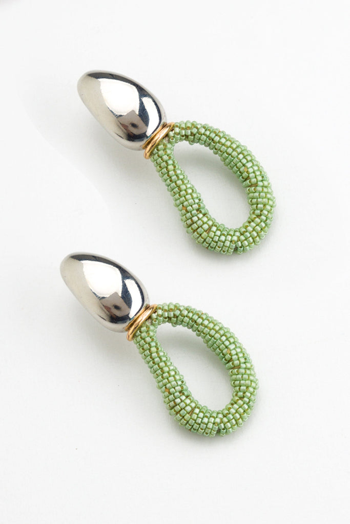 Amazonite Rhodium Beaded Earrings - Nakamol