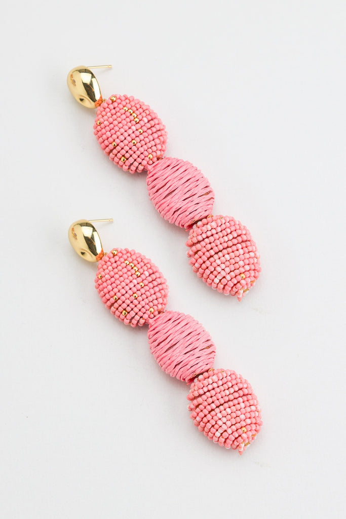 Pink Cocoon Beaded Drop Earrings - Nakamol