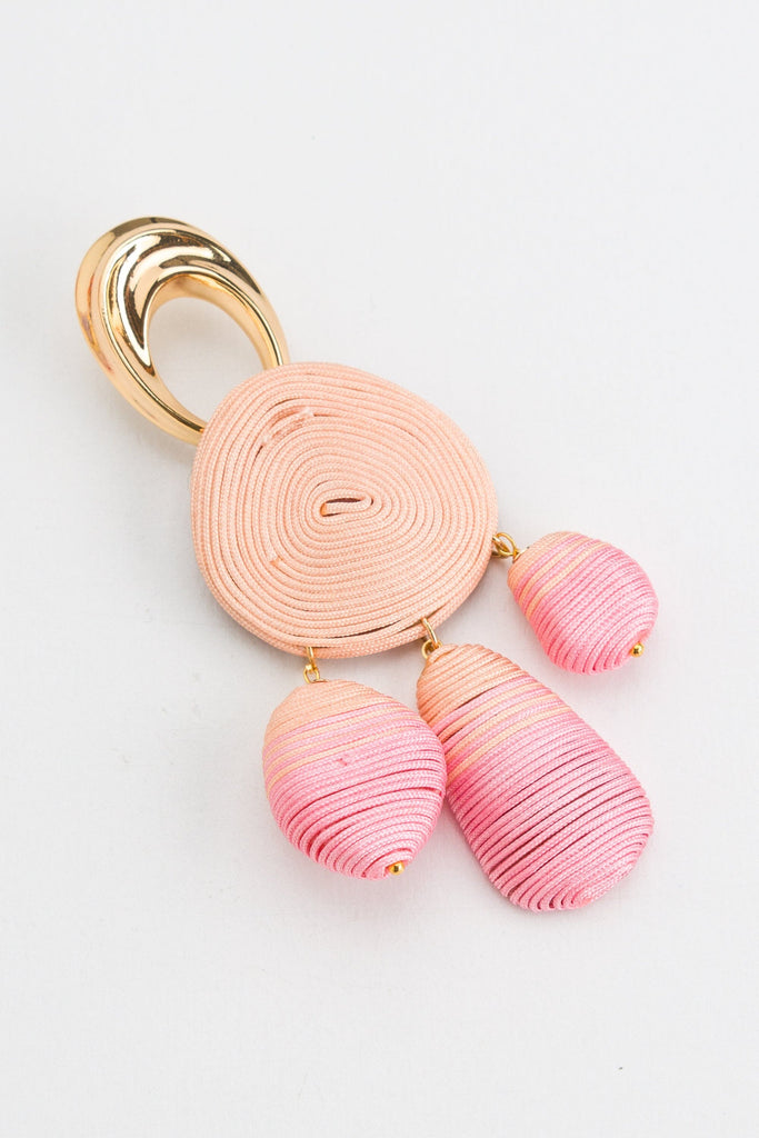 Amber Pink Shade Thread Gold Drop Earrings - Nakamol