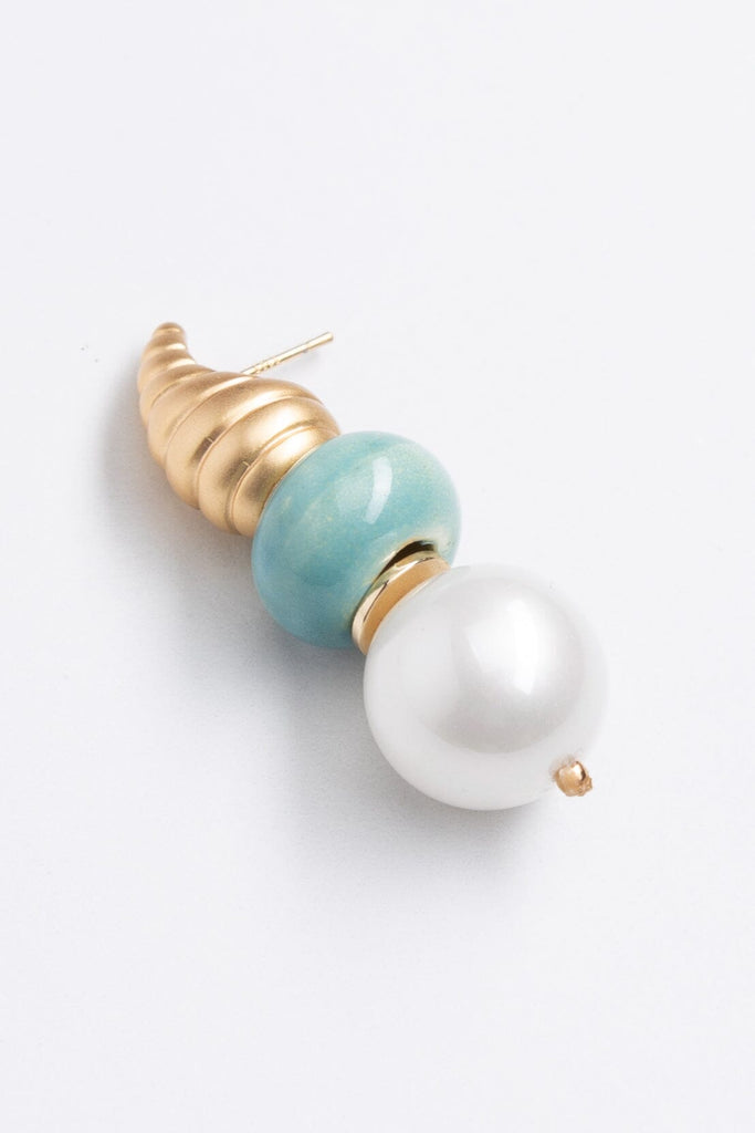 Gold Conus White Amazonite Earrings - Nakamol