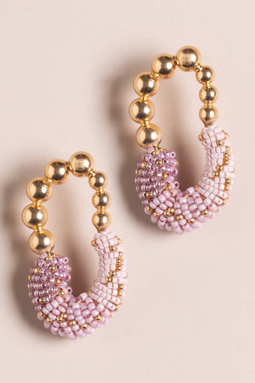 Purple Gold Ball Beaded Earrings - Nakamol