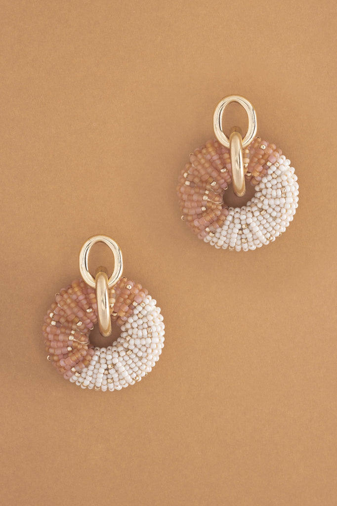 Peaches n'Cream Beaded Hoop Drop Earrings - Nakamol