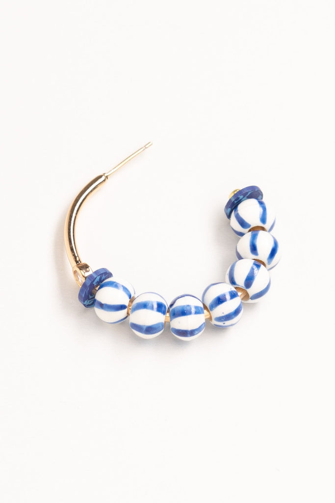 Striped Bead Semi Hoop Earrings - Nakamol