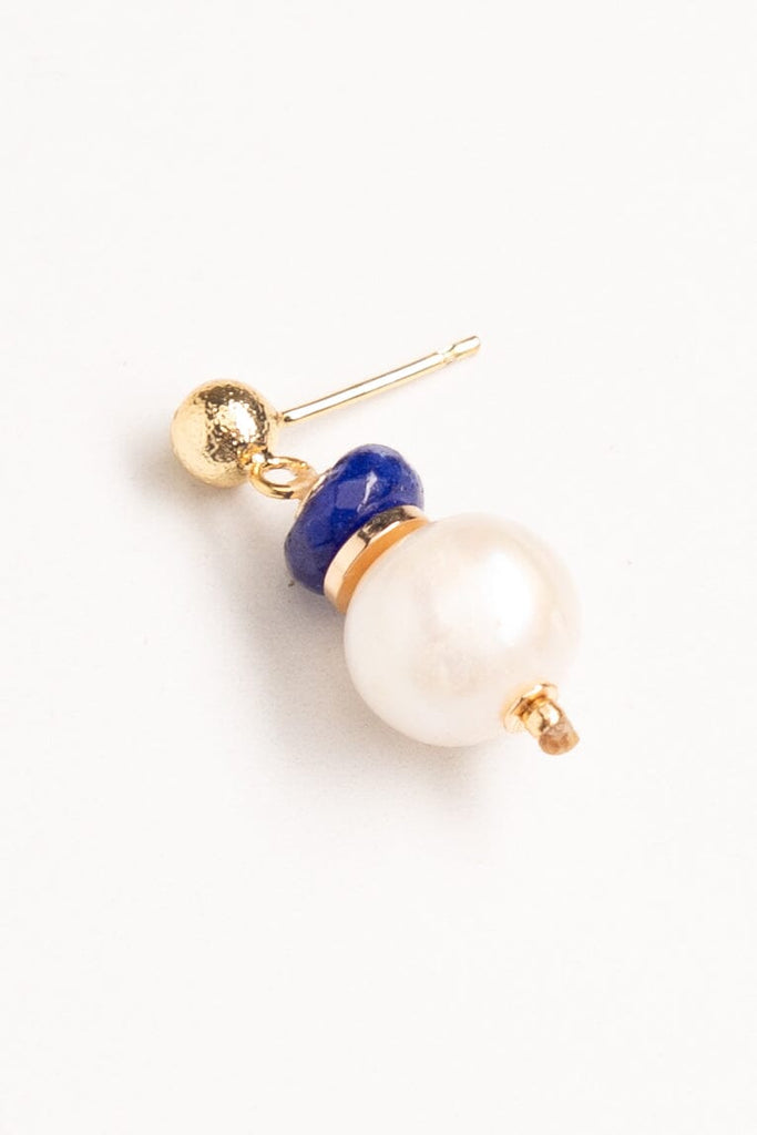 White Blue Bead Dainty Drop Earrings - Nakamol