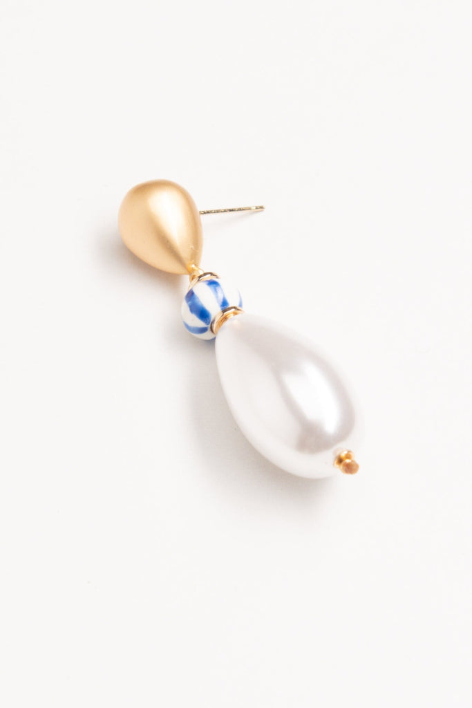 Chunky White Pearl Drop Earrings - Nakamol