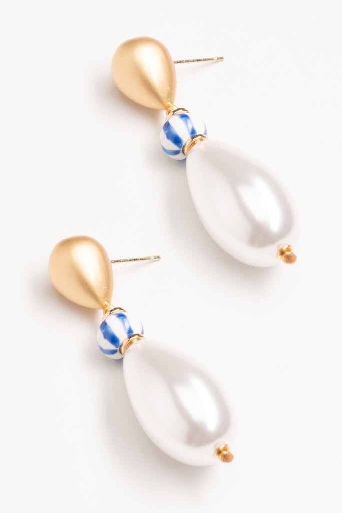 Chunky White Pearl Drop Earrings - Nakamol