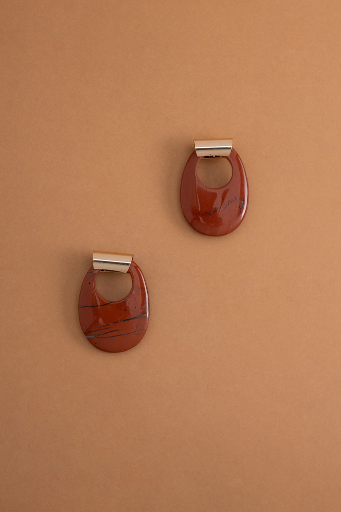 Reddish Brown Geometrical Earrings - Nakamol