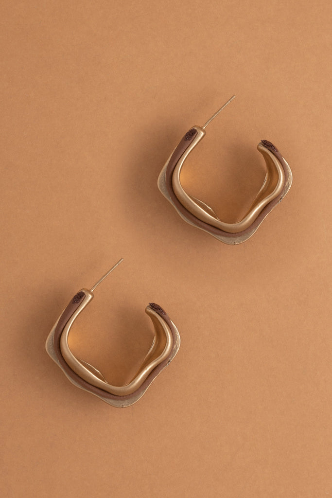 Brown Rhodium Gold Earrings - Nakamol