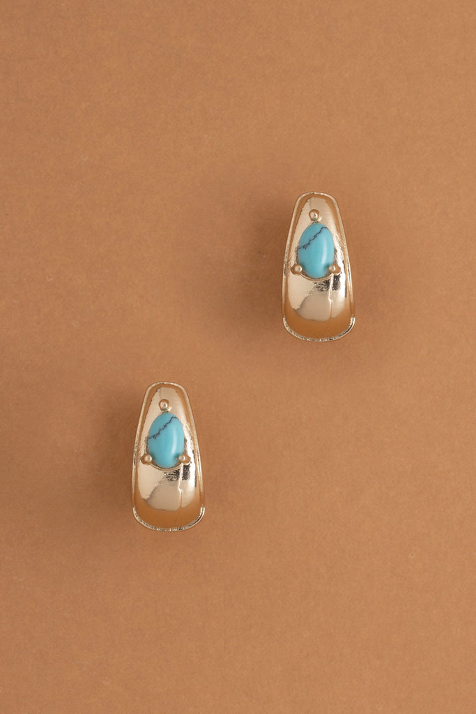 Turquoise Gold Huggie Earrings - Nakamol