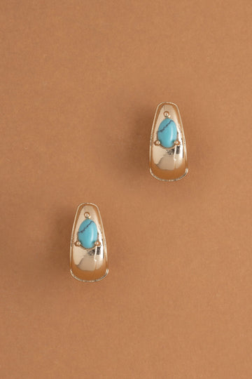 Turquoise Gold Huggie Earrings - Nakamol