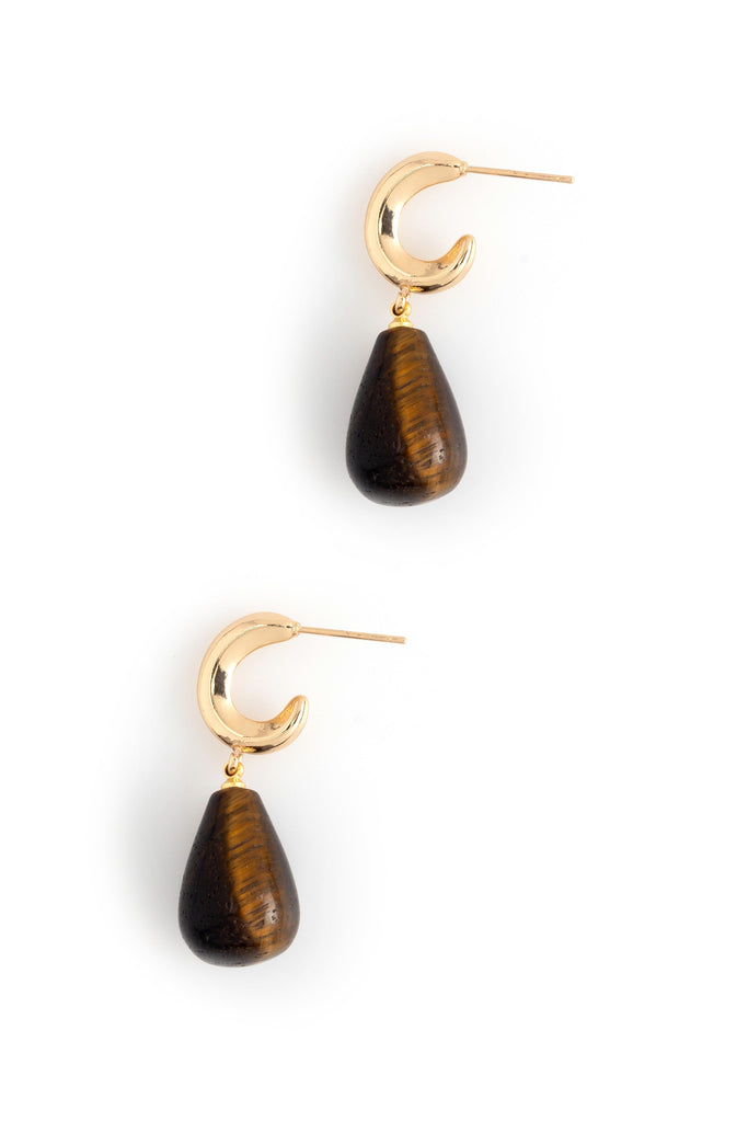 Tiger Eye C-Hook Earrings - Nakamol