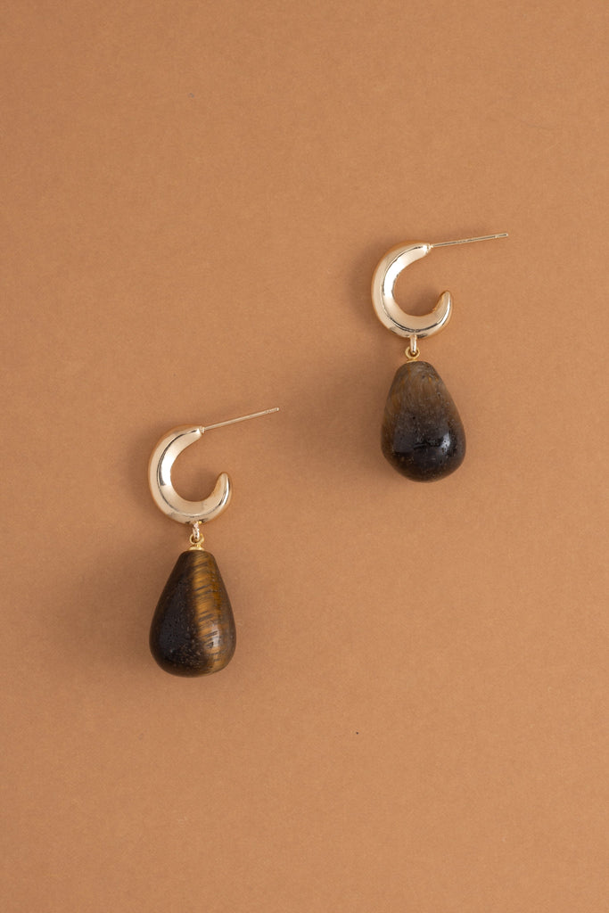 Tiger Eye C-Hook Earrings - Nakamol