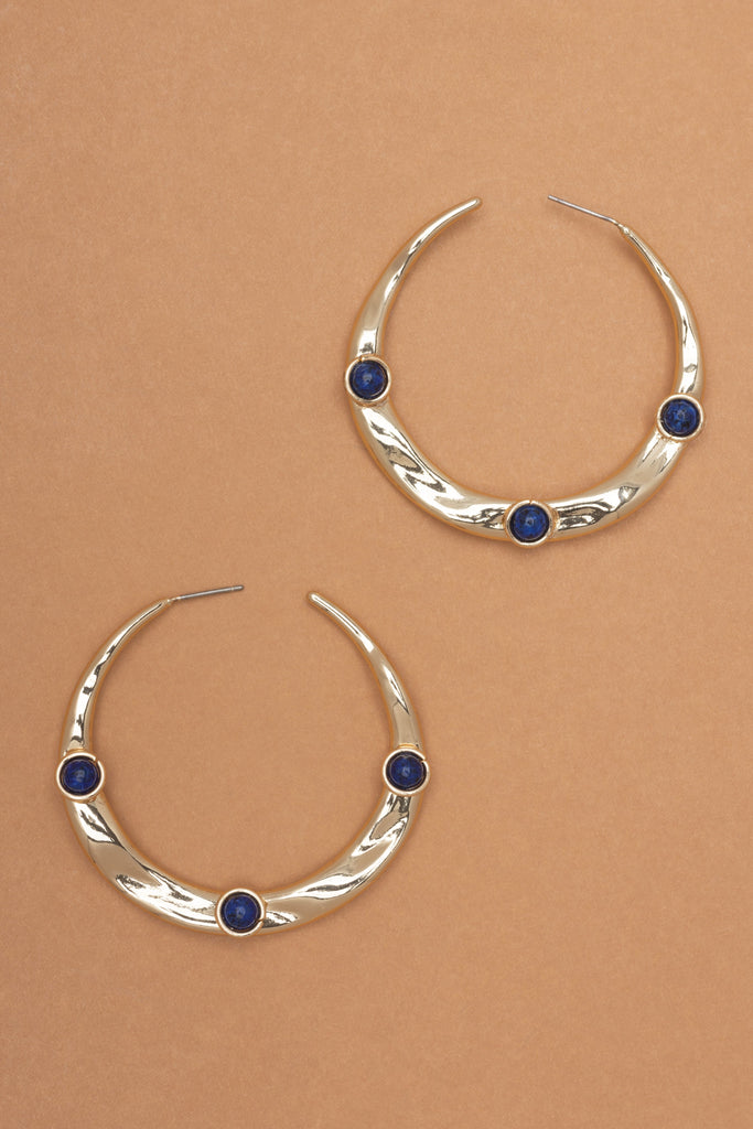 Lapis Crescent Earrings - Nakamol