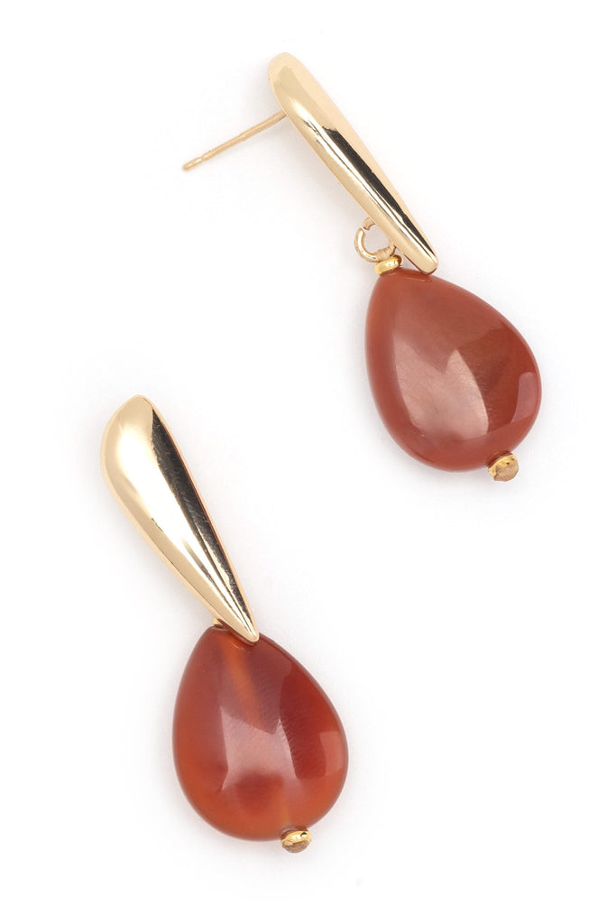 Rutilated Agate Gold Drop Earrings - Nakamol