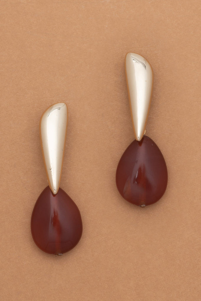 Rutilated Agate Gold Drop Earrings - Nakamol