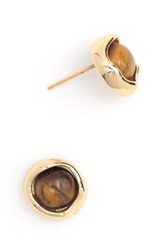 Tiger Eye Stud Earrings - Nakamol