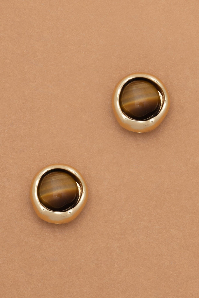 Tiger Eye Stud Earrings - Nakamol