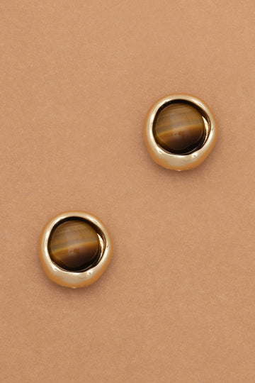 Tiger Eye Stud Earrings - Nakamol