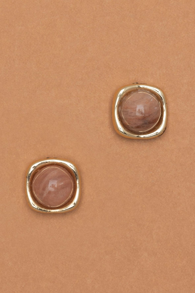Peach Stone Stud Earrings - Nakamol
