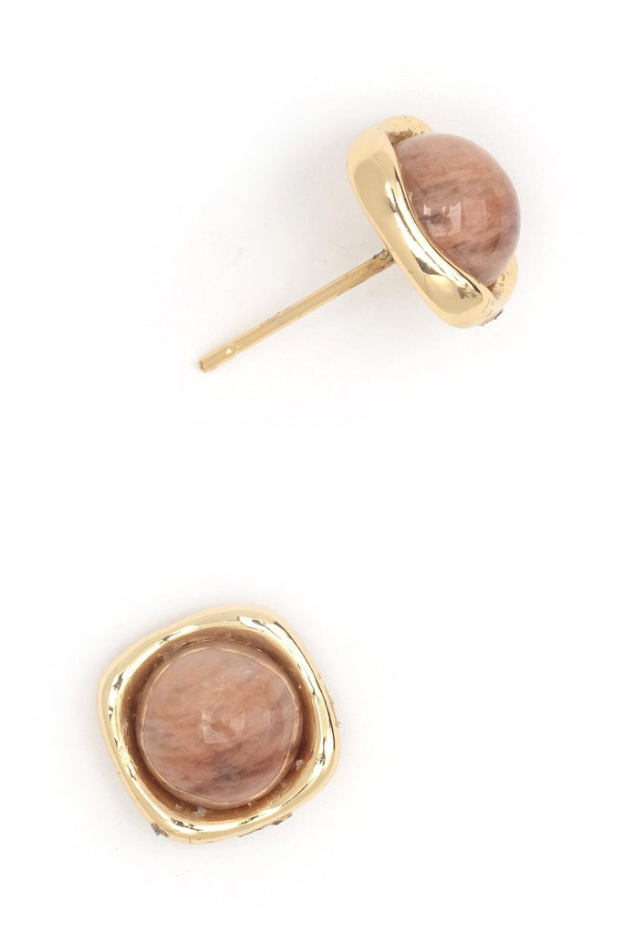 Peach Stone Stud Earrings - Nakamol