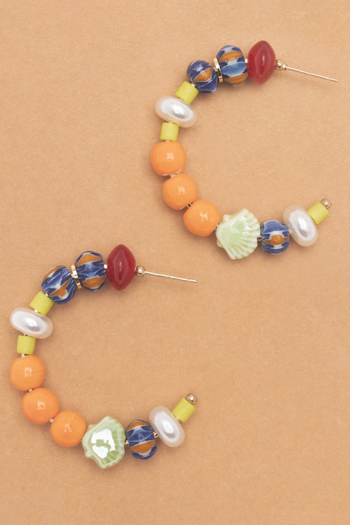 Bright Orange Chunky Hoop Earrings - Nakamol