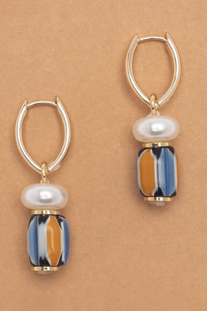 Lapis Yellow Bead Drop Earrings - Nakamol