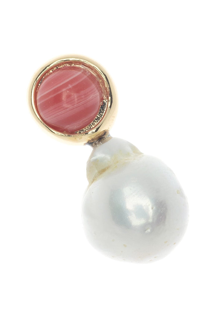 White Baroque Pearl Orange Stud Earrings - Nakamol