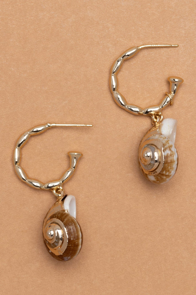 Gold Shell C Hook Earrings - Nakamol