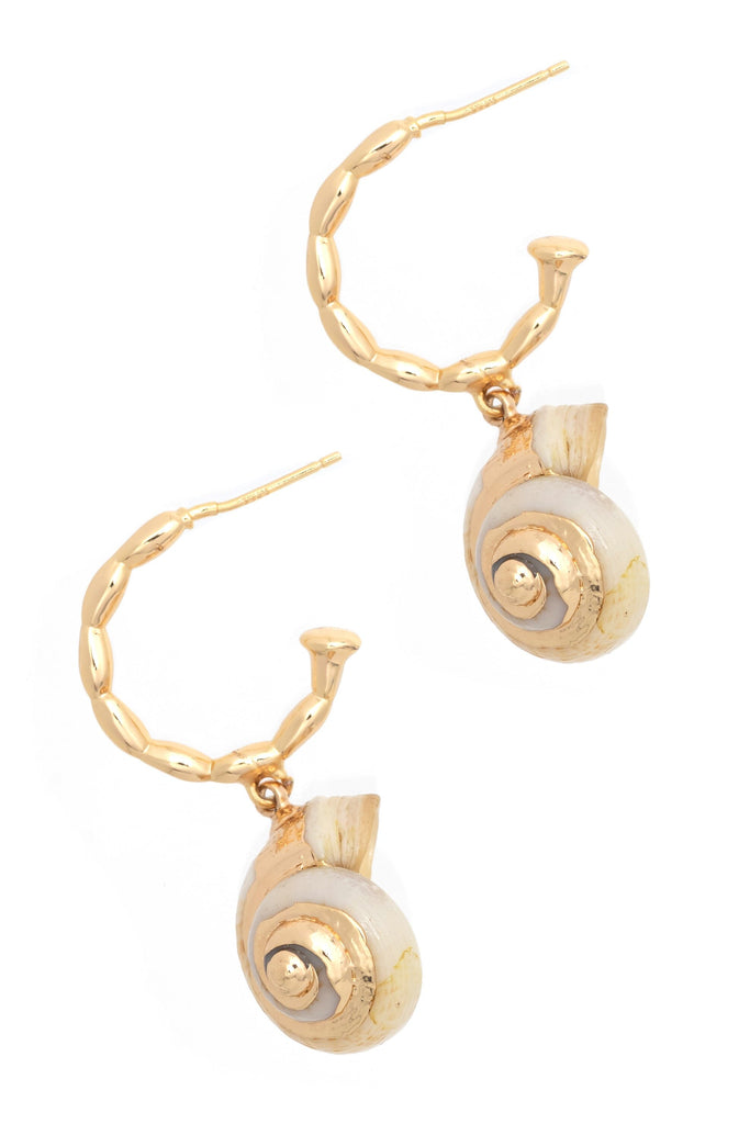 Gold Shell C Hook Earrings - Nakamol