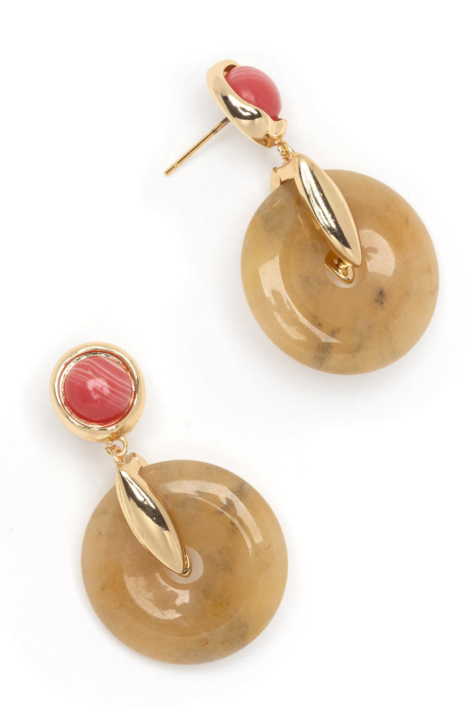 Citrine Coin Drop Earrings - Nakamol