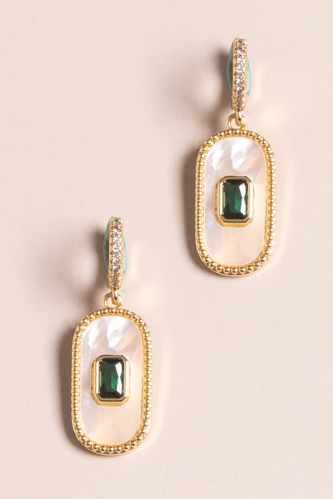 Emerald Oval Pearl Drop Earrings - Nakamol