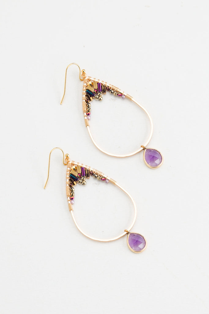 Purple Plum Stone Drop Earrings - Nakamol