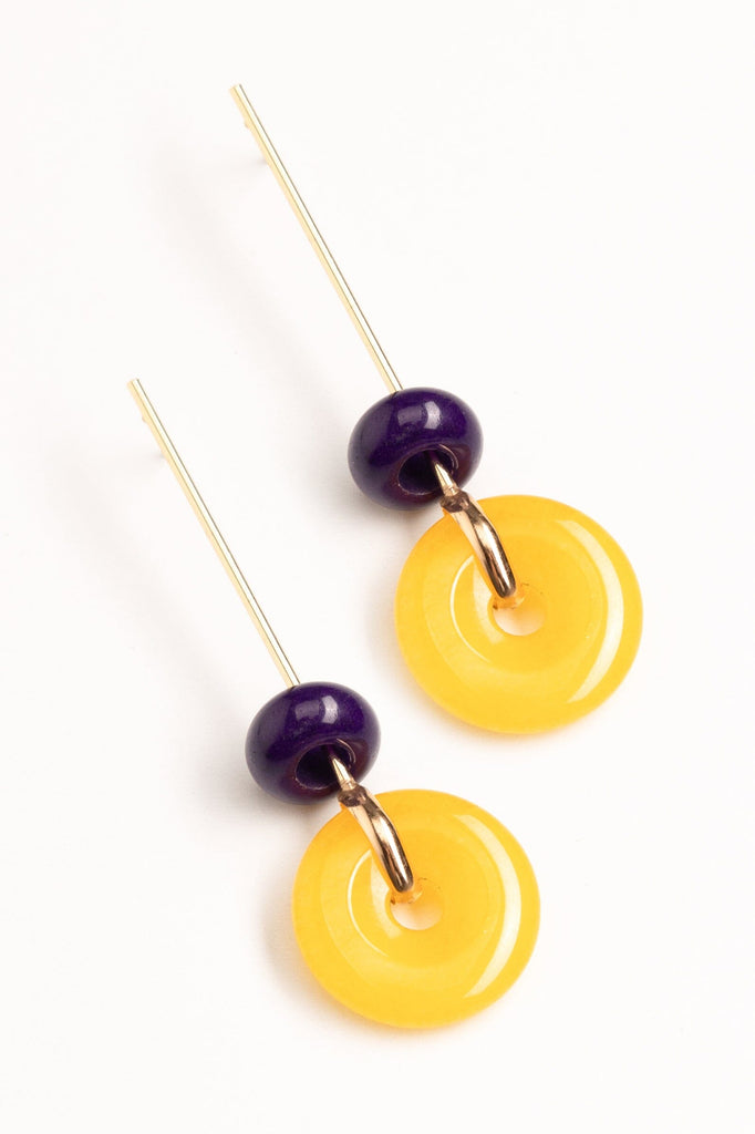 Yellow Blue Stone Drop Earrings - Nakamol