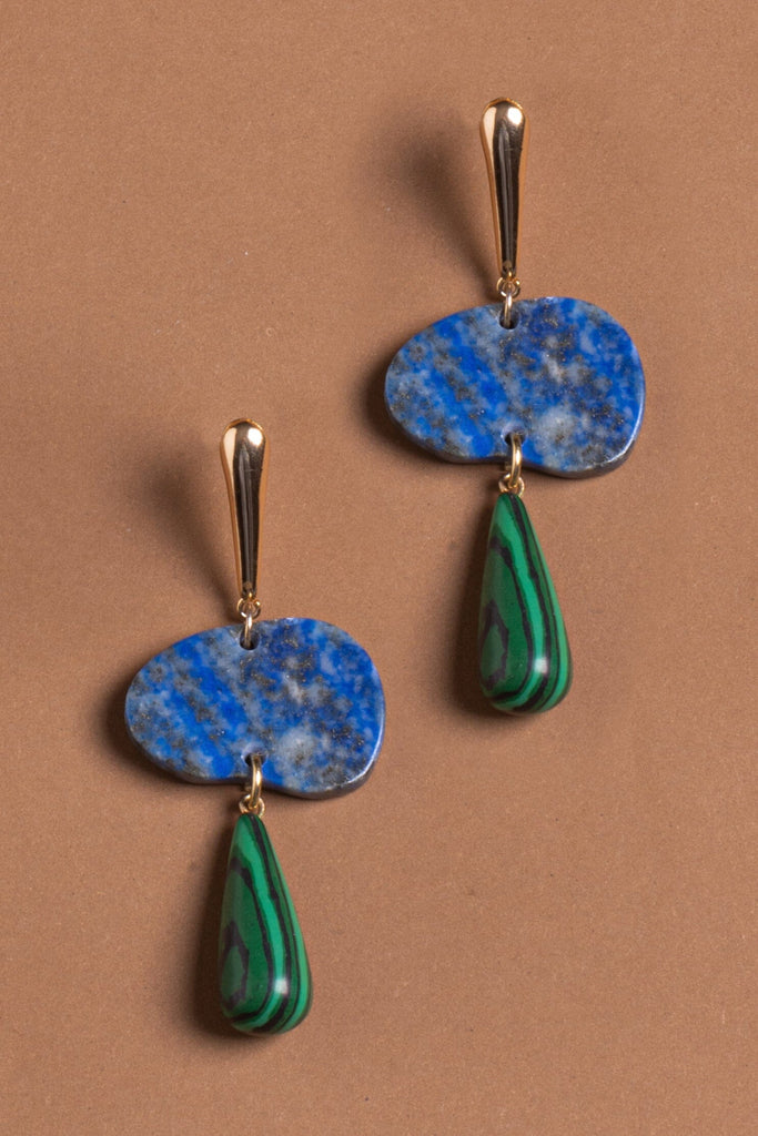 Lapis Lazuli Green Mix Drop Earrings - Nakamol