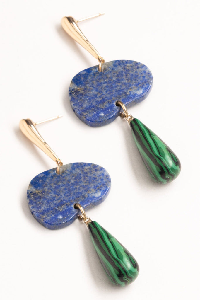 Lapis Lazuli Green Mix Drop Earrings - Nakamol