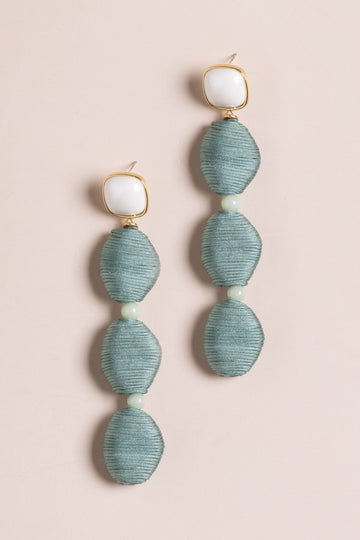 Amazonite Three Tier Silk Earrings - Nakamol