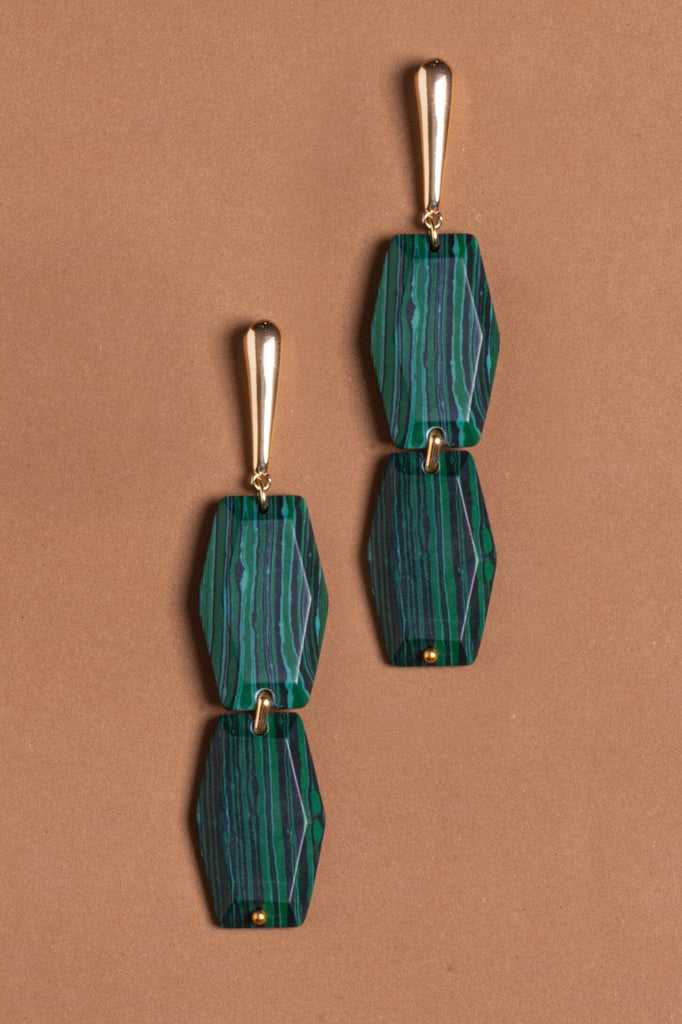 Cadmium Green Double Drop Earrings - Nakamol