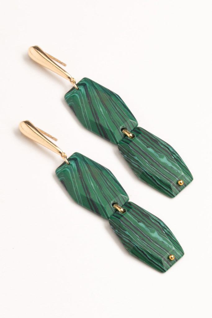 Cadmium Green Double Drop Earrings - Nakamol